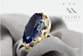 14k żółte złoto Szafir Pierścionek Vintage unikatowe vrc253y